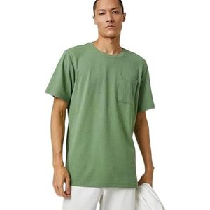 Koton Basic T-shirt voor heren, met ronde hals en zakken, kaki (854), S