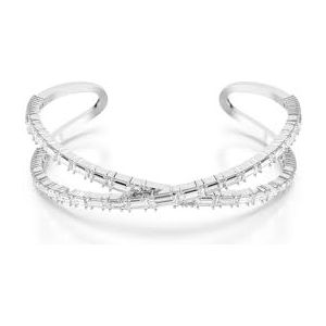 Swarovski Hyperbola cuff armband, Infinity, Wit, Rodium toplaag