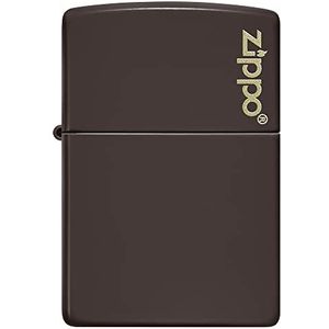 ZIPPO Zippo vlammenlogo – bruin mat – lasergravure en kleurenafbeelding – aansteker winddicht, navulbaar, in hoogwaardige geschenkdoos