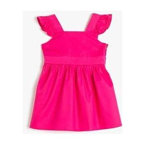 Koton Baybgirls Midi Mouwloze Strappy Ruffle Katoenen Jurk, fuchsia, 9-12 Monate