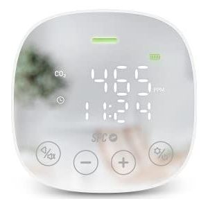 SPC CO2 Air Quality Monitor CO2-meter, meet de luchtkwaliteit, temperatuur en luchtvochtigheid, grote batterij en looptijd tot 10 uur, wit