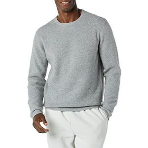 Amazon Essentials Heren Soft Touch Wafel Stitch Crewneck Trui met lange mouwen, lichtgrijs Heather, Large