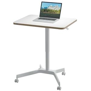 Leitz Ergo Zit Sta Bureau Klein, Pneumatisch In Hoogte Verstelbaar Bureau, Ergonomisch Sta Bureau, Draagcapaciteit van tot 20kg, Verplaatsbaar met Zwenkwielen, 80cm x 60cm, Wit, 65360001