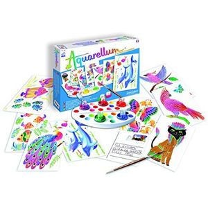 Sentosphere 00680 Aquarellum ansichtkaarten, schilderset voor kinderen, motief: dieren, knutselset, creatief, DIY, 16-delige set