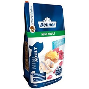 Dehner Premium hondenvoer, droogvoer zonder granen, voor volwassen honden van kleine rassen, vis/lam/aardappel, 4 kg