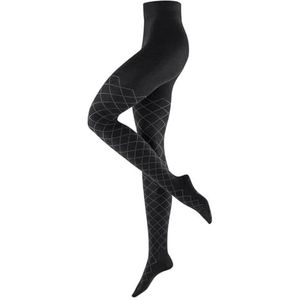 Burlington Dames Panty Argyle Affair W Ti katoen gedessineerd 1 stuk, Grijs Anthracite Melange 3081, 36-38