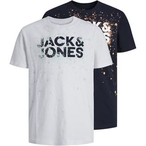 JACK&JONES JUNIOR T-shirt voor kinderen en jongeren, Marineblauw/verpakking: Wit, 176
