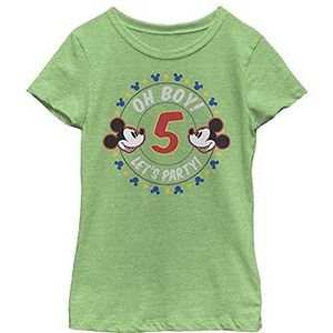 Disney Mickey 5 T-shirt voor meisjes, Oh Boy, Groen Apple, XL