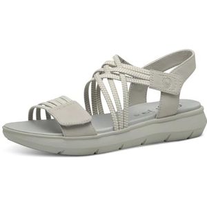 Jana Coshy Vegan Damessandalen, plat met klittenbandsluiting, stone, 37 EU