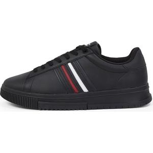 Tommy Hilfiger - MODERN CUPSOLE STRIPES LTH - Sneakers - Zwart - Veterschoen met Zijstrepen