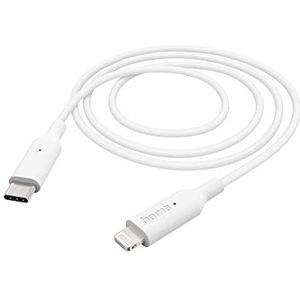 Hama iPhone Lightning USB-C kabel (oplaadkabel/gegevensoverdracht/data, USB-C stekker naar Lightning, 1 m, MFI-gecertificeerd, 480 MBit/s, iPad/iPhone 13/12/11/XS/XR/X/8/7/7+/6s/6/5/SE2020) wit