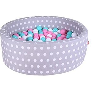 knorr toys 68155 ballenbad Soft-Grey White dots-300 ballen roze/crème/lichtblauw