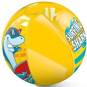 Mondo Toys 16921 Surfing Shark Beach Ball, gekleurde strandbal, opblaasbaar, ideaal om te spelen in het water, geschikt voor kinderen, jongeren/volwassenen, diameter 50 cm