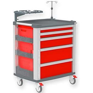 GIMA - Medium Kart EHBO-trolley, 5 laden, rood, 45667