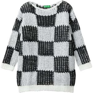 United Colors of Benetton trui voor meisjes en meisjes, Quadri Nero E Bianco 600, 130 cm