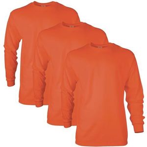 Gildan G2400 Ultra Cotton T-shirt met lange mouwen voor heren, verpakking van 3 stuks, oranje (verpakking van 3 stuks), M
