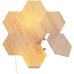 Nanoleaf Elements Hexagon Starter Kit, 7 Wood Look LED Smart Light Panels - Dimmable & Modular Wi-Fi Wall Mood Lights, Works with Alexa Google Assistant Apple Homekit, for House Room Decor or Desk