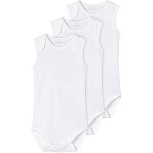 NAME IT Unisex Baby NBNBODY 3P Tank Solid 3 NOOS slaappak, helder wit, 68