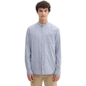 TOM TAILOR Denim heren overhemd, 36058 - Blue Herringbone Structuur, L