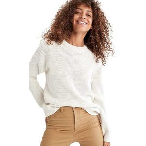 DeFacto Gebreide damestrui met normale hals en ronde hals met lange mouwen zacht, ecru, M