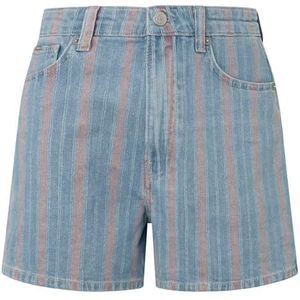 Pepe Jeans Dames A-lijn korte Uhw Streep Shorts, Blauw (Denim), 25W, Blauw (Denim), 25W