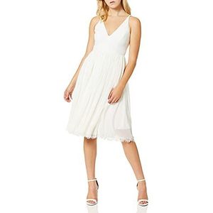 Dress the Population Mouwloze midi-jurk voor dames, Wit, XXS