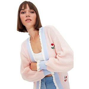 Trendyol Dames Geborduurd Triko Vest Sweater, Powder Pink, S