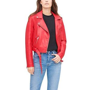 Levi's Damesjas van kunstleer met riem, motorjack (normale en grote maten), Rood, XL