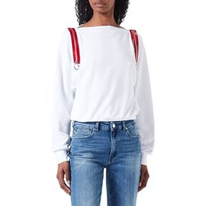 Love Moschino Dames Comfort Fit Wide Collar Long-Sleeved Sweatshirt, optisch wit, 42, wit (optical white), 42