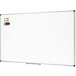 Amazon Basics Magnetisch whiteboard met pennenbakje en aluminium lijsten, droog afwasbaar, 90 x 60 cm (b x h), wit