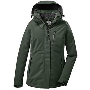 killtec Kow 140 WMN JCKT, 37411-000, functionele jas voor dames, outdoorjas met afritsbare capuchon, groengrijs, maat 38