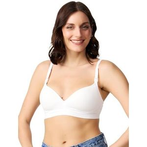 Nur Die Voedingsbeha met clipsluiting, gevoerd, naadloos, zonder beugel, katoen, strijkloos voor ondersteuning, comfortabele zwangerschapsbeha, wit, 90C