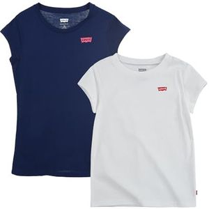 Levi's T-shirt voor meisjes en meisjes, verpakt per 2 stuks, wit/blauw, 2 Jaar