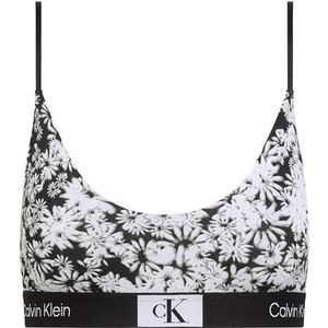 Calvin Klein Dames ongevoerd bralette, halo bloemenprint+zwart, S, Halo bloemenprint+zwart, S