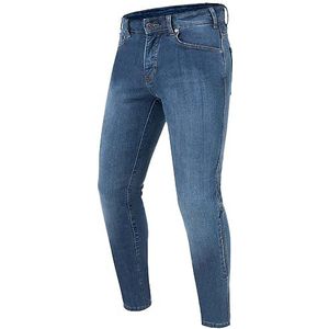 REBELHORN Classic III Motorjeans voor heren, aramidevezel voering, SAS-TEC knie- en heupbeschermers, skinny fit, blauw, gewassen, 32W / 30L