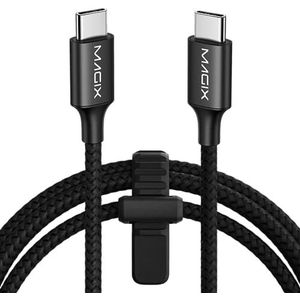 Magix USB C-kabel, 60 W, 1 m, zwart, snel opladen PD 3.0, 3 A, gegevenssynchronisatiesnelheid 480 MB/s, compatibel met MacBook Pro/Air, iPad Pro 2021/Air 5, Galaxy S23/S22 Ultra, Pixel 7 6