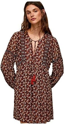 Pepe Jeans - liber - Jurk - Rood - Lange Rok - Nauwsluitende Taille