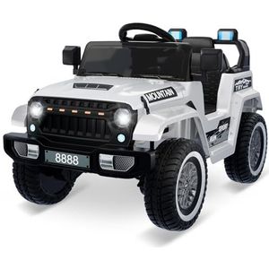 Elektrische auto voor kinderen, 12 V, kinderauto met 2,4 G-afstandsbediening, elektrische auto met bluetooth, muziek, claxon en koplamp, 3-6,5 km/u, kindervoertuig, elektrisch voor kinderen van 3 tot