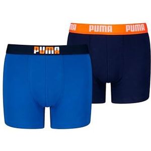 PUMA Boys Placed Logo Boxer 2P, Blue Combo, 146/152 cm