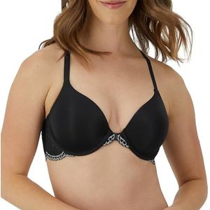 Maidenform Dames One Fab Fit Volledige dekking Licht Gewatteerde Racerback Onderdraad T-Shirt BH 07112, Zwart/Eiffel Grijs, 38B