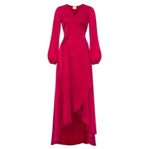 Swing Fashion Lange rode jurk met lange mouwen Campari met omslagsnit | Maat 38, rood, 38
