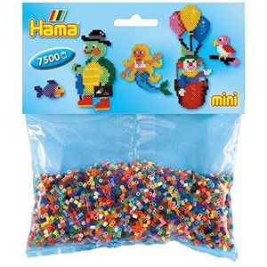 Hama Perlen 5201 strijkkralen zak met ca. 7.500 mini knutselkralen met diameter 2,5 mm in kleurrijke mix met 49 kleuren, creatief knutselplezier voor groot en klein