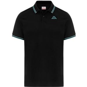 Kappa Ezio 2 Polo Man Comfortabele en stijlvolle sportpolo, Kleur Zwart en Turquoise Lt en Azure Turqu, Maat S