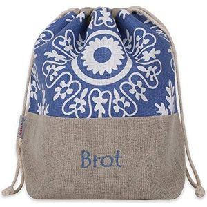 Broodtas van linnen, 2-in-1, broodzak voor opslag en broodmand, ademend en decoratief, model Azur, 30 x 34 cm