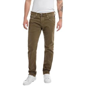 Replay Heren Jeans Grover Straight-Fit, Mud Green 317, 28W / 30L