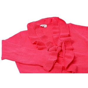 Aleva Dames vintage gebreide jas met V-hals en ruches roze maat XS/S, roze, XS