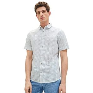 TOM TAILOR Heren 1036220 hemd, 31794-Off White Blue Minimal Design, L, 31794 - Off White Blue Minimal Design, L