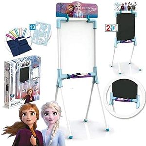 Chicos - Omkeerbaar 2-in-1 junior bord, inclusief marker, krijt, gum en sjabloon Frozen II, materiaal van hoge sterkte en duurzaamheid, vanaf 3 jaar (53039)