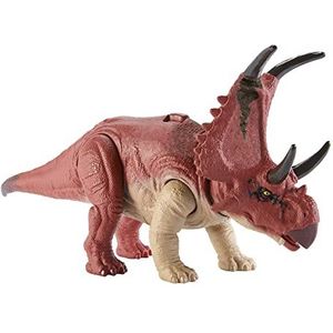 Mattel Jurassic World Dominion Dinosaurusfiguur, Wild Brullende Diabloceratops met geluid en aanvalsactie, gemiddelde grootte, beweegbaar, cadeau met digitaal spel HLP16