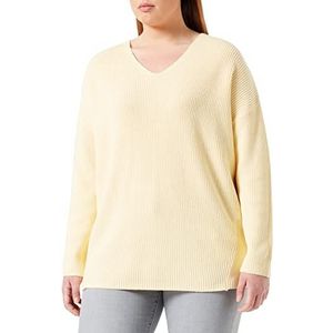 Gerry Weber Damestrui met ribstructuur GOTS lange mouwen effen kleuren, Boter, 46